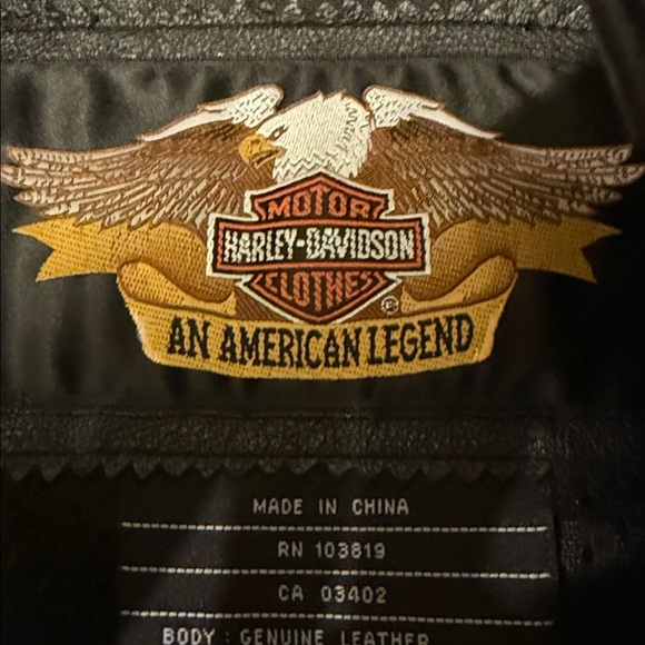 Harley-Davidson Black, Red, and White Leather Jacket - Picture 2 of 5